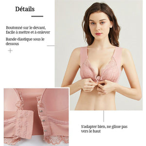 Soutien-gorge boucle devant respirant avec dentelle