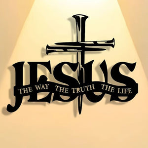 🔥Décoration murale en métal avec silhouette de Jésus et croix
