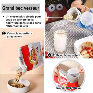 Pince de fermeture pour sachet alimentaire avec bec verseur