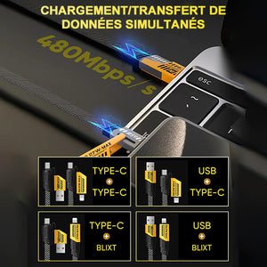 Câble de données de charge rapide 4 en 1