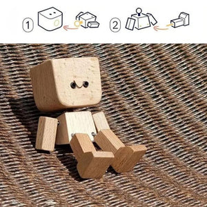 Charmante petite figurine en bois qui se balance avec 12 expressions magnétiques