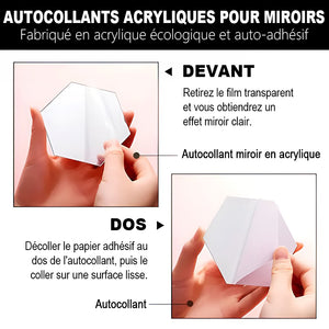 Stickers muraux miroir hexagonaux (lot de 12)