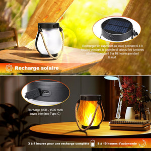 Lampe solaire d'extérieur en corde de chanvre