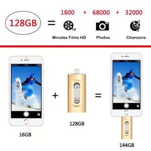 Clé USB 3 en 1 grande capacité pour téléphone portable et ordinateur