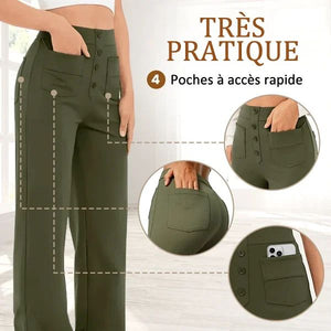 Pantalon haute stretch multipoches