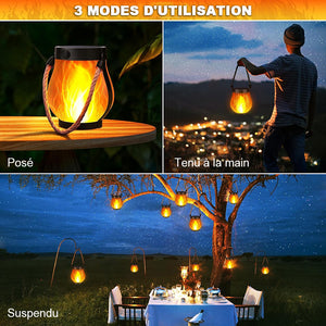 Lampe solaire d'extérieur en corde de chanvre