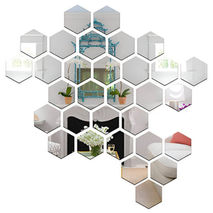 Stickers muraux miroir hexagonaux (lot de 12)