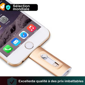 Clé USB 3 en 1 grande capacité pour téléphone portable et ordinateur