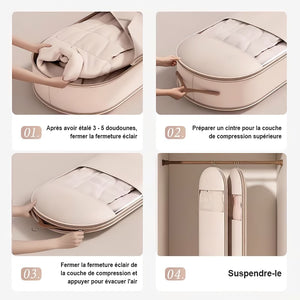 👕Sac à vêtements suspendu peu encombrant avec fermeture éclair auto-compressante
