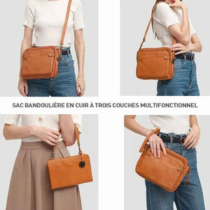 Sac bandoulière en cuir à triple épaisseur