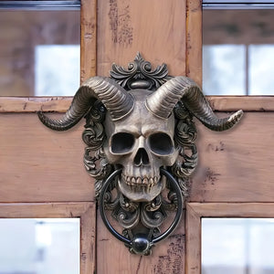 ☠️😈Heurtoir de porte suspendu en forme de crâne de dieu cornu de Baphomet