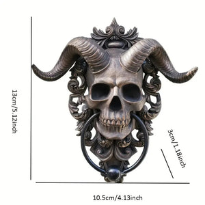 ☠️😈Heurtoir de porte suspendu en forme de crâne de dieu cornu de Baphomet