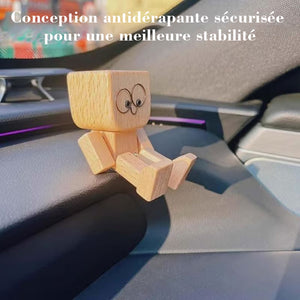 Charmante petite figurine en bois qui se balance avec 12 expressions magnétiques