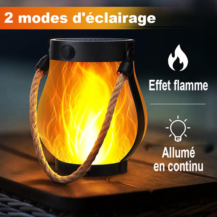 Lampe solaire d'extérieur en corde de chanvre