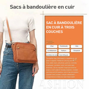 Sac bandoulière en cuir à triple épaisseur