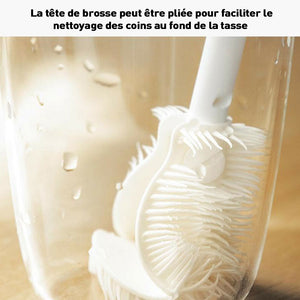 Brosse de nettoyage de tasse à long manche 3 en 1