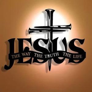 🔥Décoration murale en métal avec silhouette de Jésus et croix