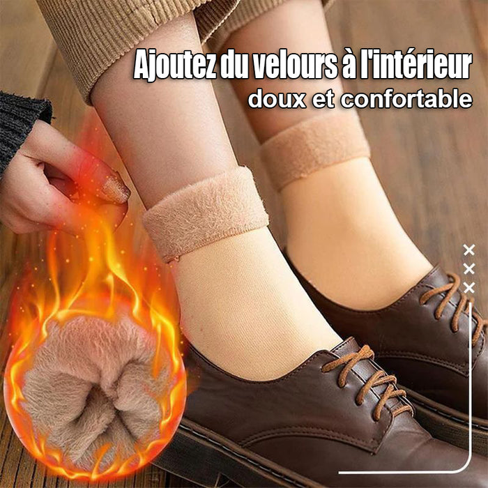 Chaussettes neige femme velours épais