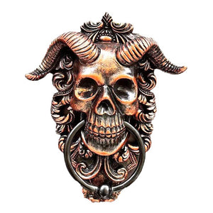 ☠️😈Heurtoir de porte suspendu en forme de crâne de dieu cornu de Baphomet