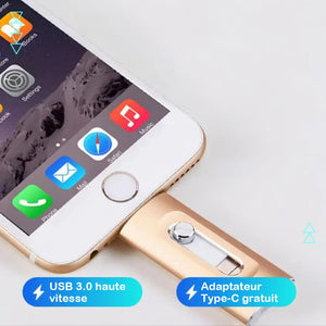 Clé USB 3 en 1 grande capacité pour téléphone portable et ordinateur