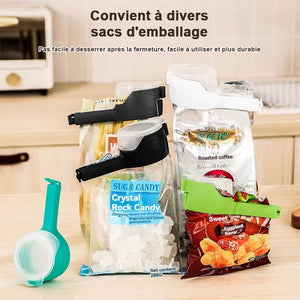 Pince de fermeture pour sachet alimentaire avec bec verseur