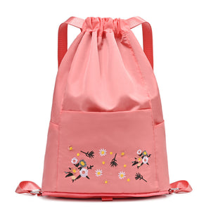 Sac de yoga simple brodé avec cordon de serrage