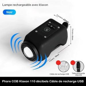 Éclairage et klaxon de vélo 2 en 1