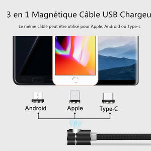 3 en 1 Magnétique Câble USB Chargeur avec LED Light