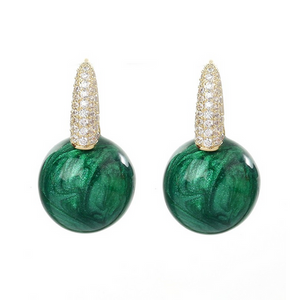 Boucles d'oreilles perle vert émeraude