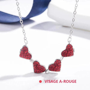 Collier en cristal coeur trèfle à quatre feuilles