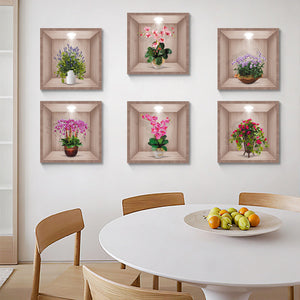 Autocollant mural vase fleurs 3D