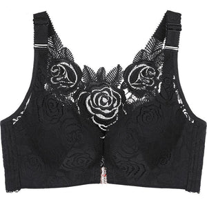 Boucle avant soutien-gorge brodé de roses