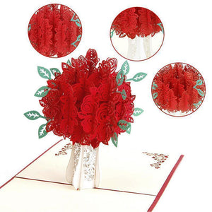 Carte Pop-up Bouquet de Roses Romantiques