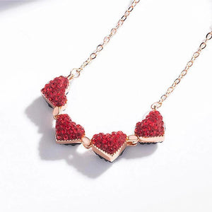 Collier en cristal coeur trèfle à quatre feuilles