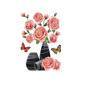 VASE À FLEURS EN 3D STICKER MURAL AUTO-ADHÉSIFS