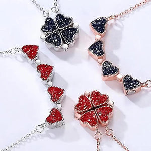 Collier en cristal coeur trèfle à quatre feuilles