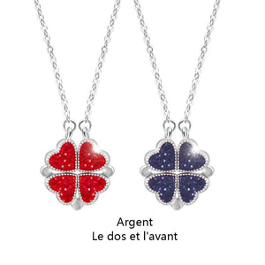 Collier en cristal coeur trèfle à quatre feuilles