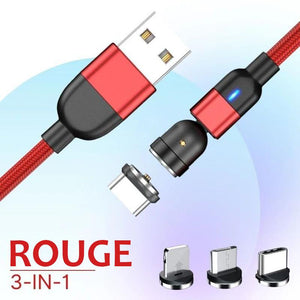 Câble de charge universel 3-en-1 magnétique Rotation à 360°