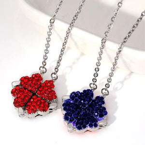 Collier en cristal coeur trèfle à quatre feuilles