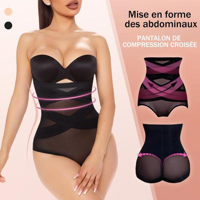 Pantalon de mise en forme des muscles abdominaux à compression croisée