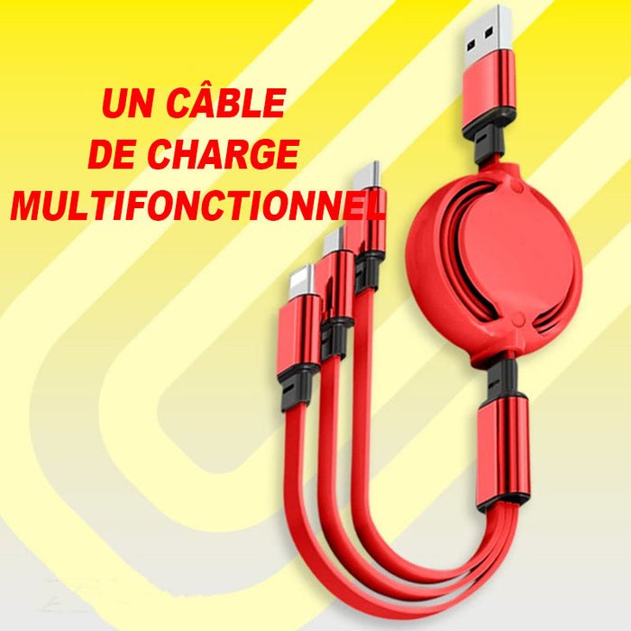 Câble de charge USB rétractable 3 en 1