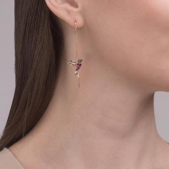 Boucles d'oreilles élégantes en strass Colibri pour femme