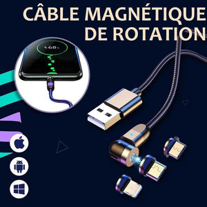 Câble de charge universel 3-en-1 magnétique Rotation à 360°