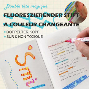 Stylo fluorescent décoloré à double tête magique (10 couleurs)