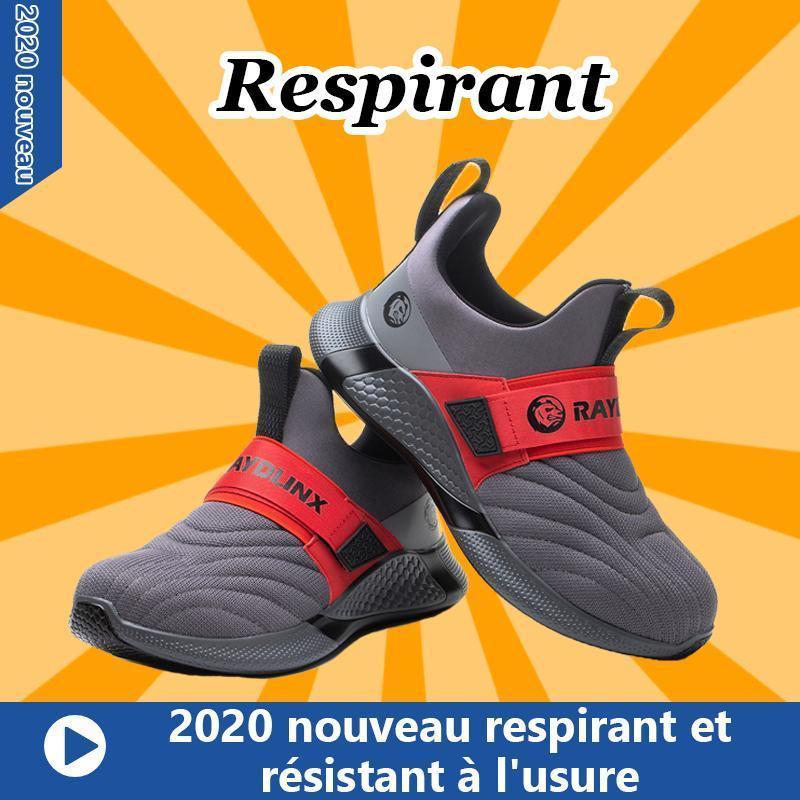 Chaussures De Sécurité Unisexe S1P - Coque Acier, Semelle Anti-perforation Kevlar, Sans Lacets