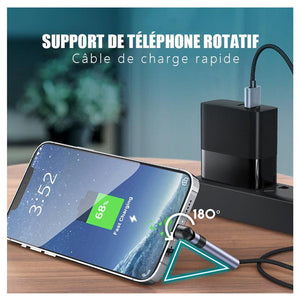 Câble de charge pour téléphone portable avec Support Rotatif