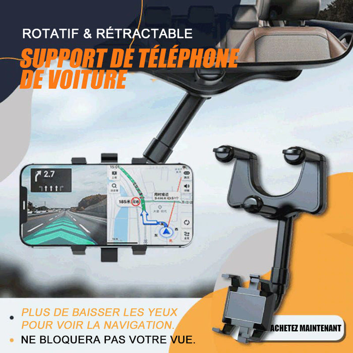 Support de téléphone de voiture rotatif et rétractable