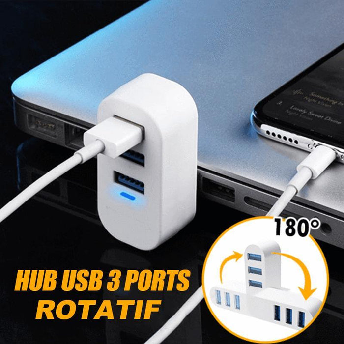 Mini hub USB rotatif à 3 ports