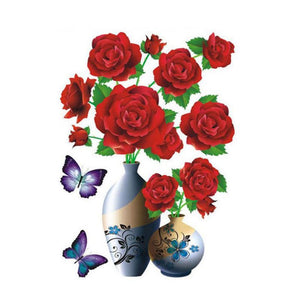 VASE À FLEURS EN 3D STICKER MURAL AUTO-ADHÉSIFS