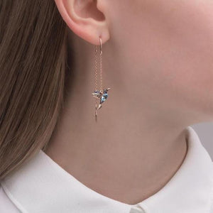 Boucles d'oreilles élégantes en strass Colibri pour femme